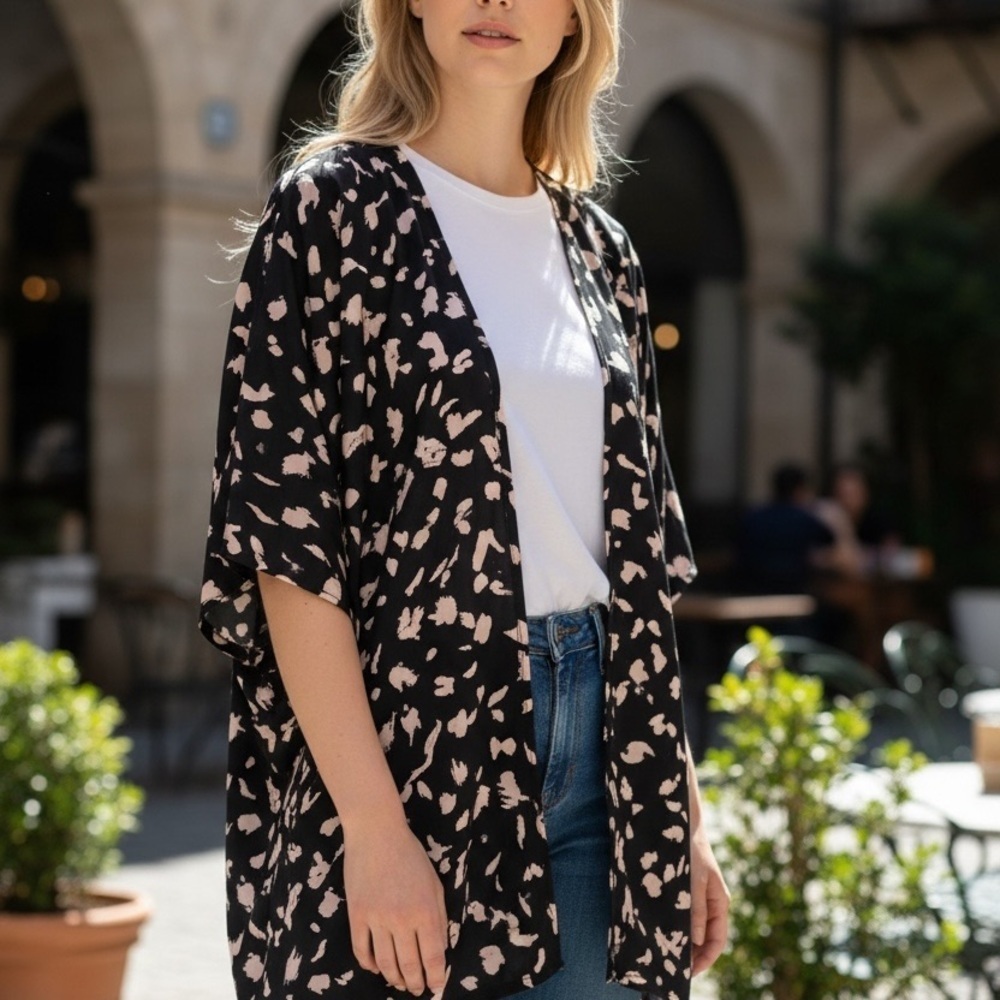 MTS Black and Cream Patterned Top